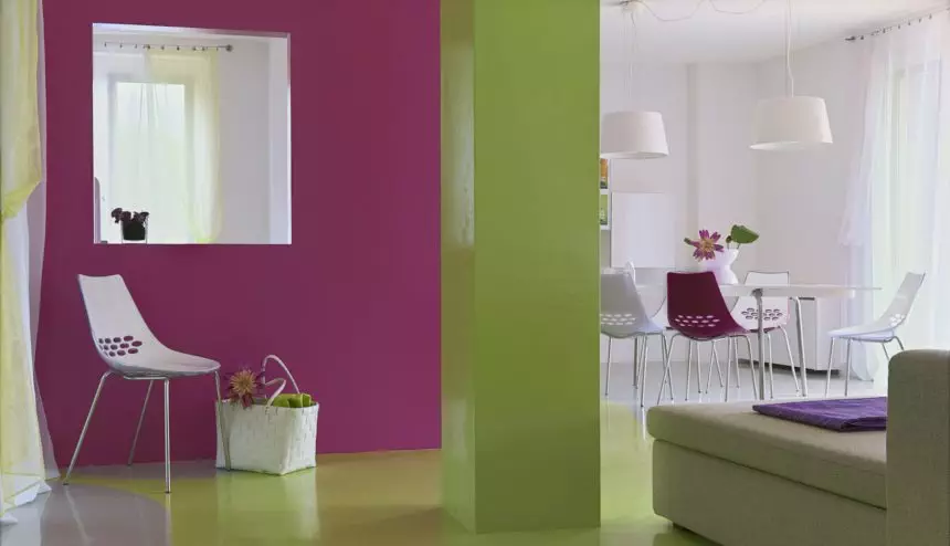 interior of a Modern Living Room with Colored Walls