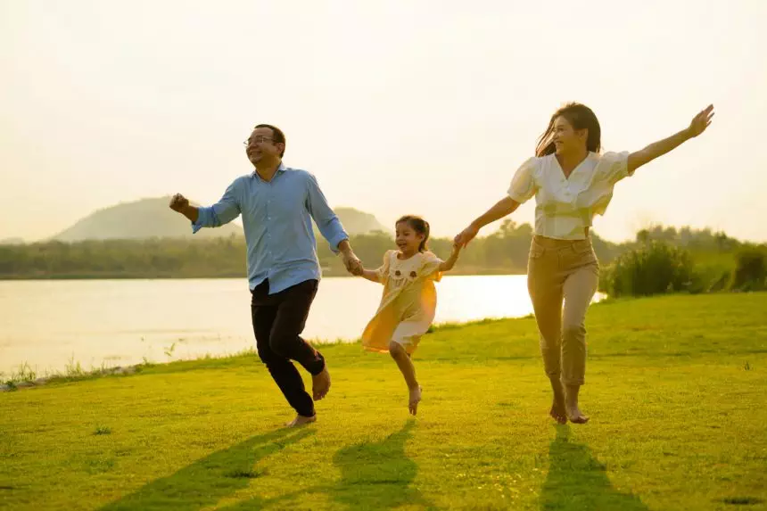 Family enjoying with outdoor activities travel trip on summer